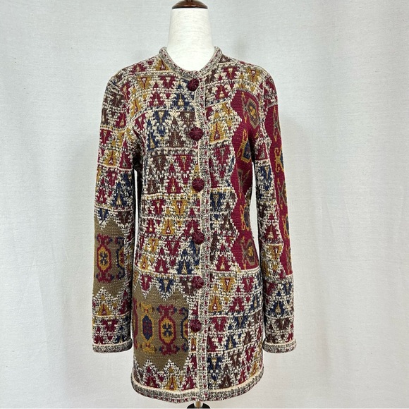 Emanuel Ungaro Paris Vintage Multicolor Geometric Cardigan Sweater